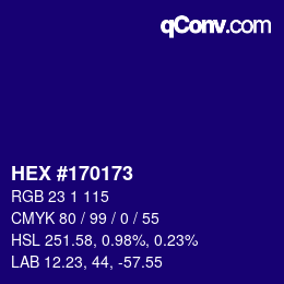 カラーコード: HEX #170173 | qconv.com