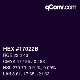 Color code: HEX #17022B | qconv.com