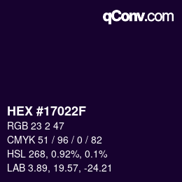 Color code: HEX #17022F | qconv.com