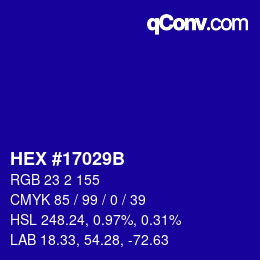 Color code: HEX #17029B | qconv.com