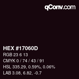 カラーコード: HEX #17060D | qconv.com