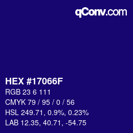 Color code: HEX #17066F | qconv.com