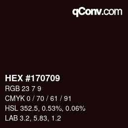 カラーコード: HEX #170709 | qconv.com