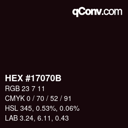 Color code: HEX #17070B | qconv.com