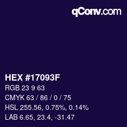 Color code: HEX #17093F | qconv.com