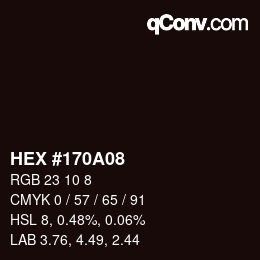 カラーコード: HEX #170A08 | qconv.com