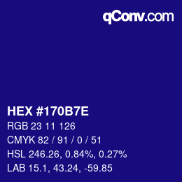 Color code: HEX #170B7E | qconv.com