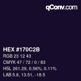 カラーコード: HEX #170C2B | qconv.com