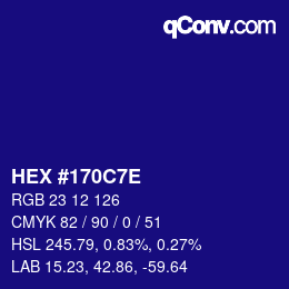 Color code: HEX #170C7E | qconv.com