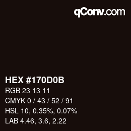Color code: HEX #170D0B | qconv.com