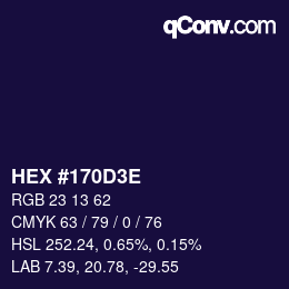 Color code: HEX #170D3E | qconv.com