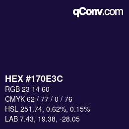 Color code: HEX #170E3C | qconv.com