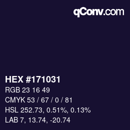 Color code: HEX #171031 | qconv.com