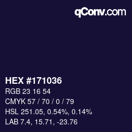 Color code: HEX #171036 | qconv.com