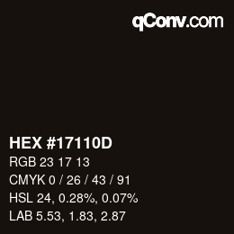 Código de color: HEX #17110D | qconv.com