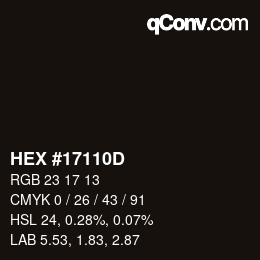 カラーコード: HEX #17110D | qconv.com
