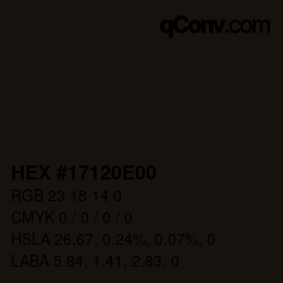 Color code: HEX #17120E00 | qconv.com