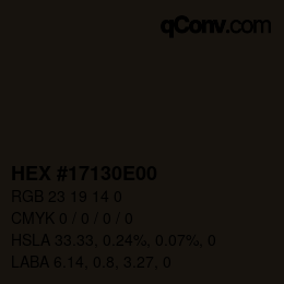 Color code: HEX #17130E00 | qconv.com