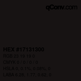 Color code: HEX #17131300 | qconv.com
