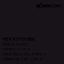 Color code: HEX #17131800 | qconv.com