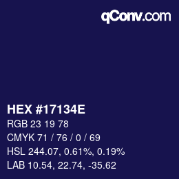 Color code: HEX #17134E | qconv.com