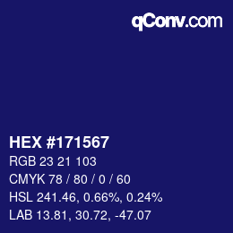 カラーコード: HEX #171567 | qconv.com