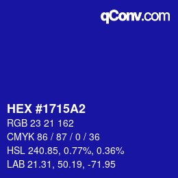 カラーコード: HEX #1715A2 | qconv.com