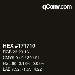 Color code: HEX #171710 | qconv.com