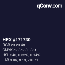 Color code: HEX #171730 | qconv.com