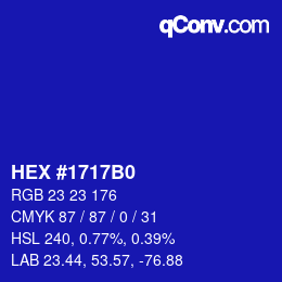 Código de color: HEX #1717B0 | qconv.com