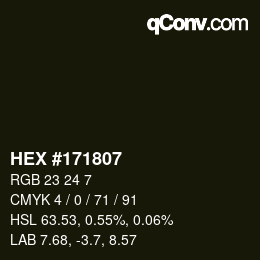 Farbcode: HEX #171807 | qconv.com