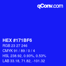 Color code: HEX #171BF6 | qconv.com