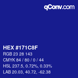 Color code: HEX #171C8F | qconv.com