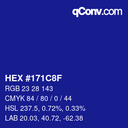 Color code: HEX #171C8F | qconv.com