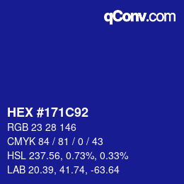 颜色代码: HEX #171C92 | qconv.com