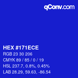 Color code: HEX #171ECE | qconv.com