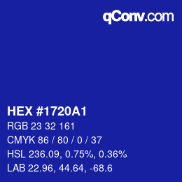 Color code: HEX #1720A1 | qconv.com