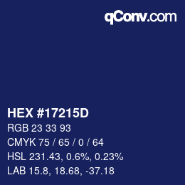 カラーコード: HEX #17215D | qconv.com
