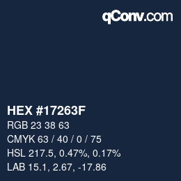 Color code: HEX #17263F | qconv.com