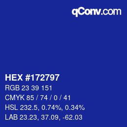 颜色代码: HEX #172797 | qconv.com