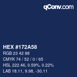 Color code: HEX #172A58 | qconv.com