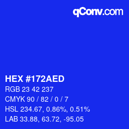 Color code: HEX #172AED | qconv.com