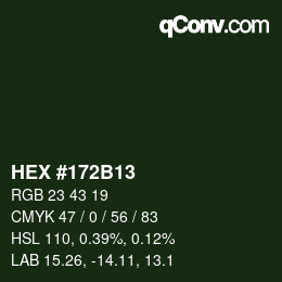 颜色代码: HEX #172B13 | qconv.com
