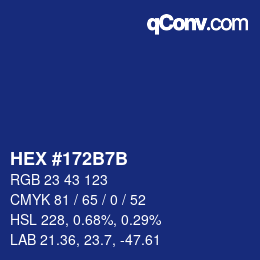 Color code: HEX #172B7B | qconv.com
