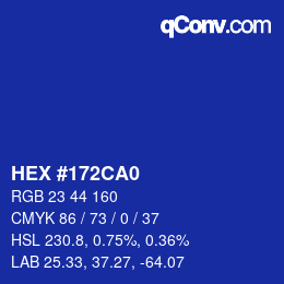 カラーコード: HEX #172CA0 | qconv.com