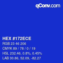 Color code: HEX #172ECE | qconv.com