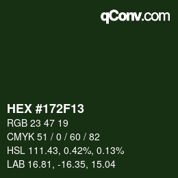 カラーコード: HEX #172F13 | qconv.com