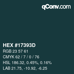Farbcode: HEX #17393D | qconv.com
