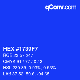 Color code: HEX #1739F7 | qconv.com