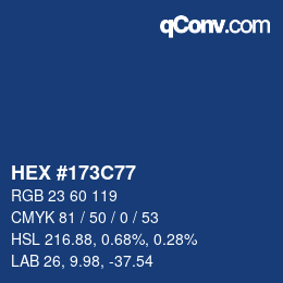 Code couleur: HEX #173C77 | qconv.com